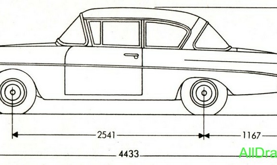 Opel 1200 (1959) (Опель 1200 (1959)) - чертежи (рисунки) автомобиля